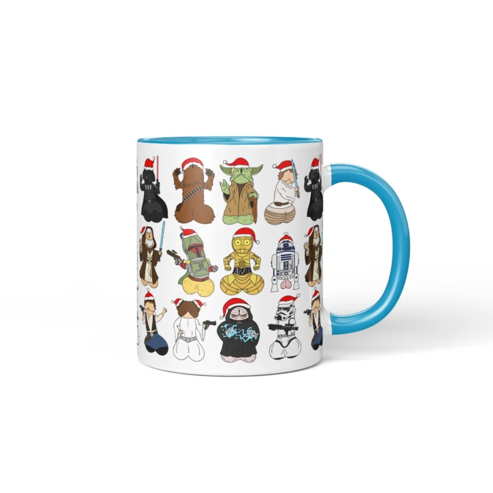 Space Wizard Christmas Penis Mug – Naughty Sci-Fi Parody Gift - Blue mug mockup