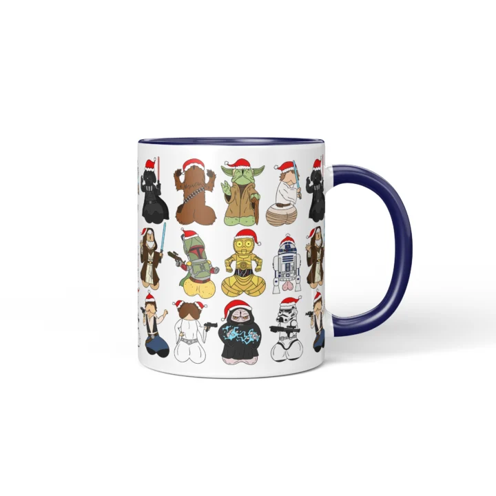 Space Wizard Christmas Penis Mug – Naughty Sci-Fi Parody Gift - Dark Blue mug mockup