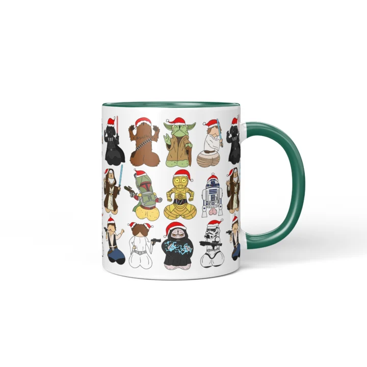 Space Wizard Christmas Penis Mug – Naughty Sci-Fi Parody Gift - Dark Green mug mockup