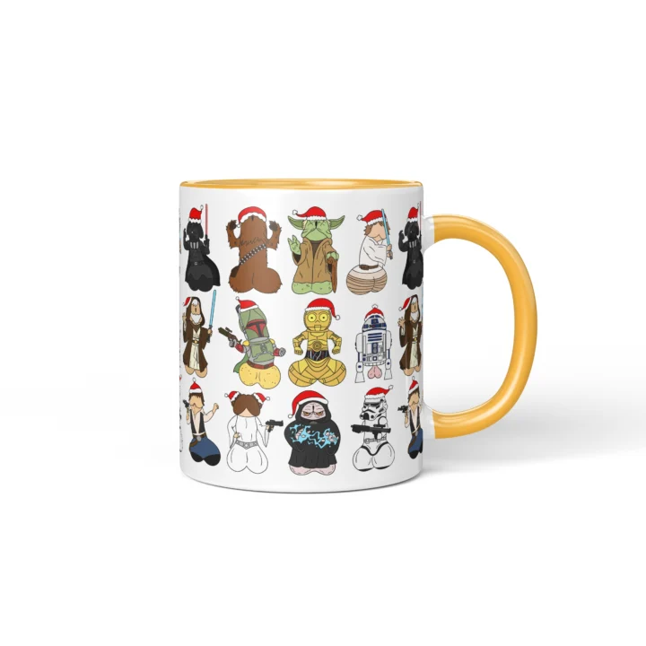 Space Wizard Christmas Penis Mug – Naughty Sci-Fi Parody Gift - Golden Yellow mug mockup