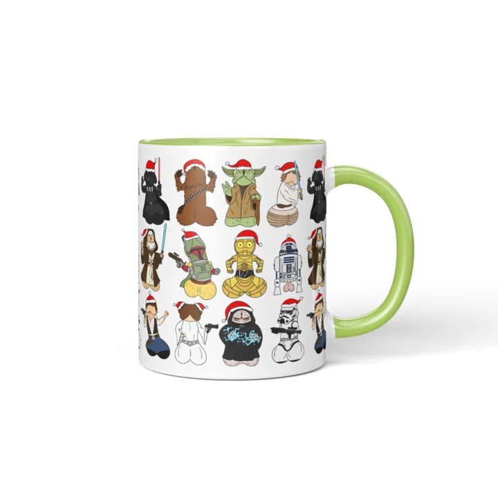 Space Wizard Christmas Penis Mug – Naughty Sci-Fi Parody Gift - Green mug mockup