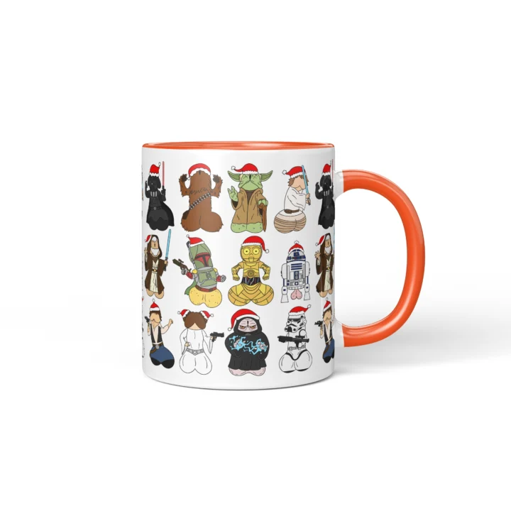 Space Wizard Christmas Penis Mug – Naughty Sci-Fi Parody Gift - Orange mug mockup