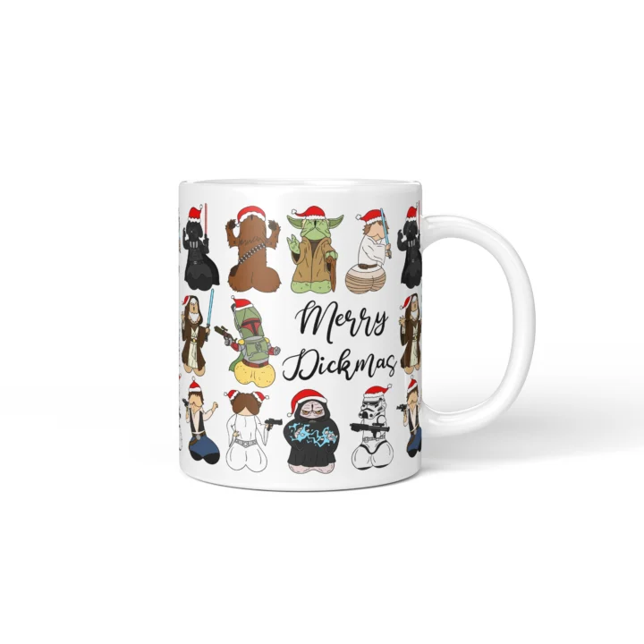 Space Wizard Christmas Penis Mug – Naughty Sci-Fi Parody Gift - Personalized 11 oz White mug mockup