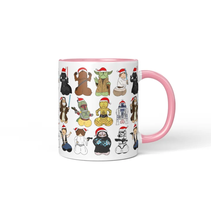 Space Wizard Christmas Penis Mug – Naughty Sci-Fi Parody Gift - Pink mug mockup