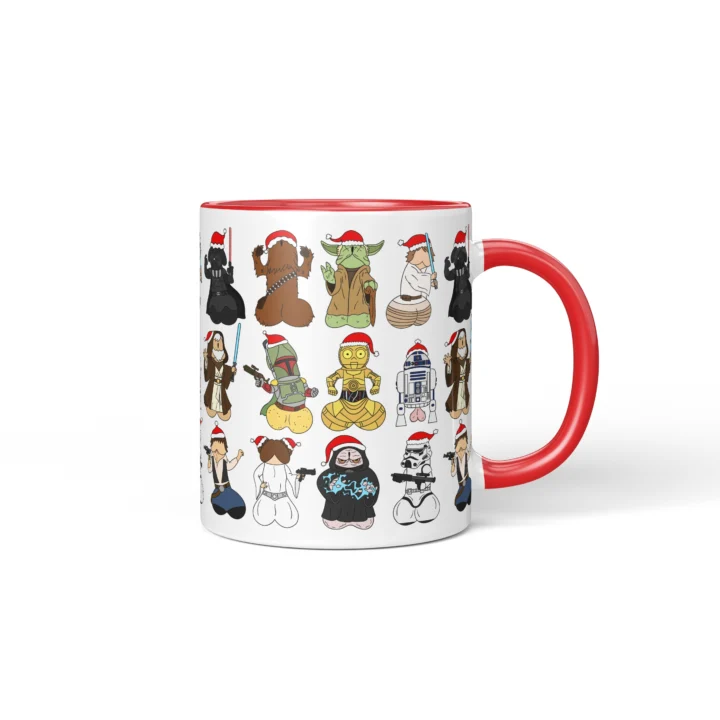 Space Wizard Christmas Penis Mug – Naughty Sci-Fi Parody Gift - Red mug mockup