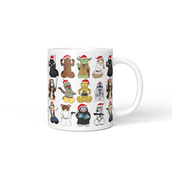 Space Wizard Christmas Penis Mug – Naughty Sci-Fi Parody Gift - White mug mockup