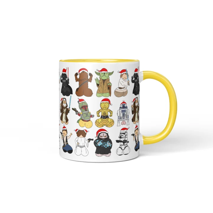 Space Wizard Christmas Penis Mug – Naughty Sci-Fi Parody Gift - Yellow mug mockup