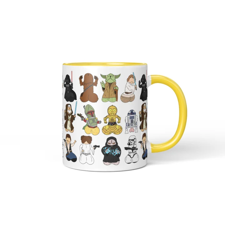 Space Wizard Penis Mug - Sci-Fi Parody Gift - Yellow mug mockup