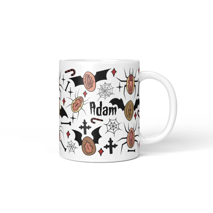 Spiderweb Vagina Mug - Gothic Halloween Gift - Personalized 11 oz White mug mockup