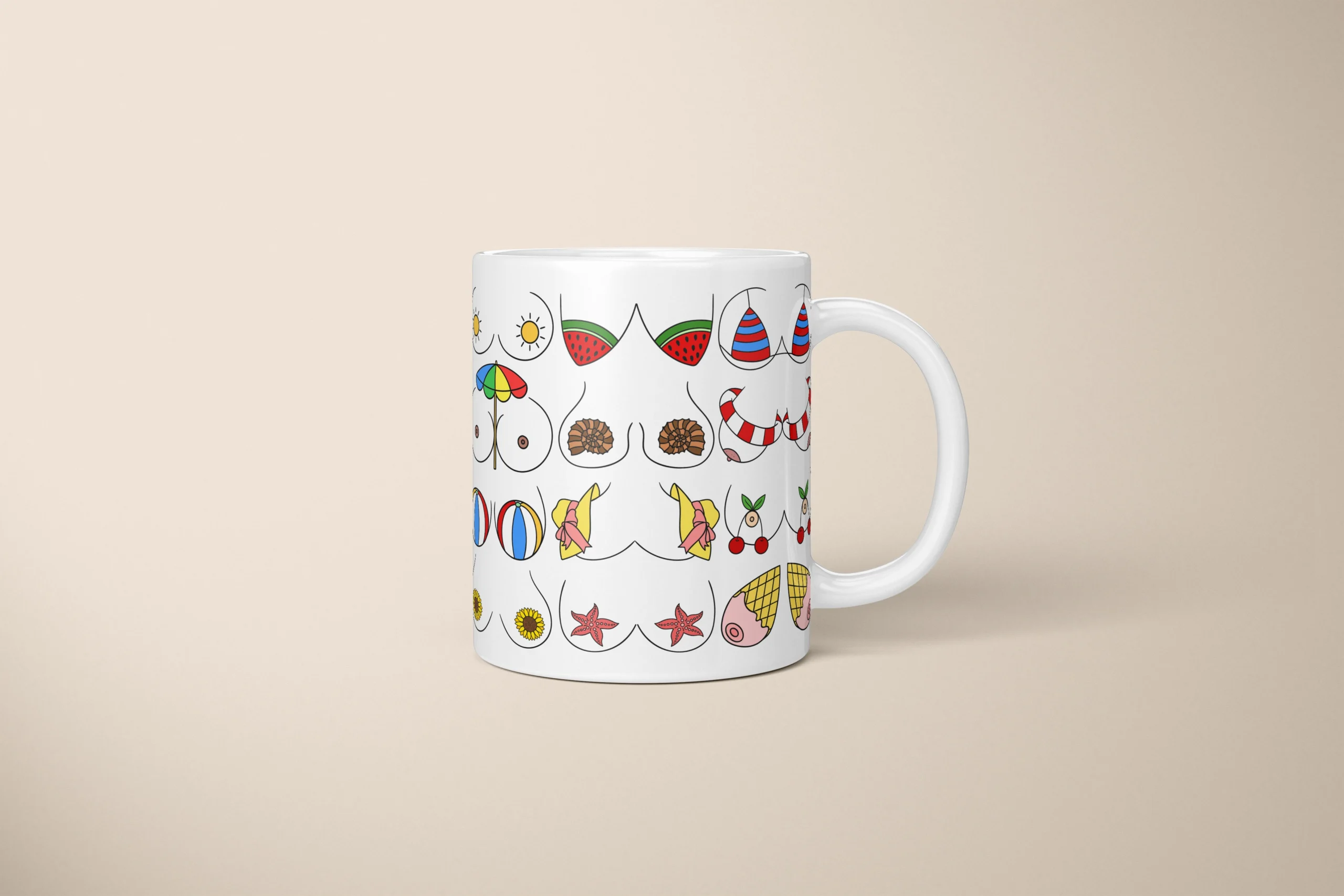 Summer Boobs Mug – Cheeky Beach Vacation Gift - primary mug mockup