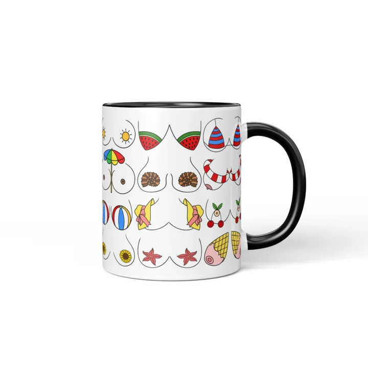 Summer Boobs Mug - Cheeky Beach Vacation Gift - Black mug mockup