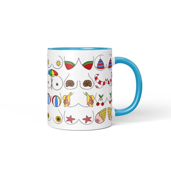 Summer Boobs Mug - Cheeky Beach Vacation Gift - Blue mug mockup