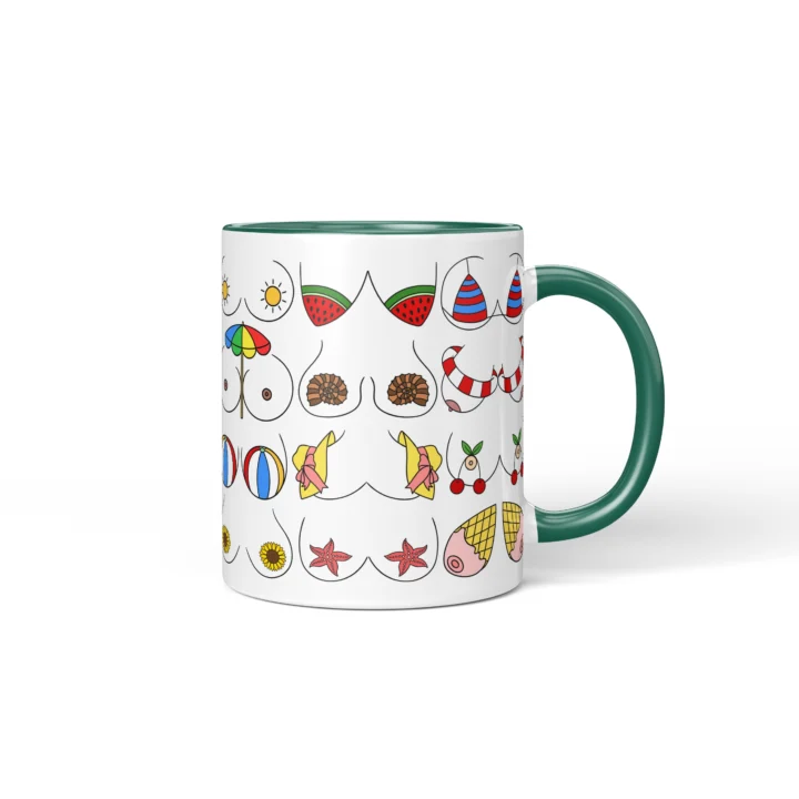 Summer Boobs Mug - Cheeky Beach Vacation Gift - Dark Green mug mockup