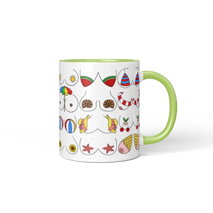 Summer Boobs Mug - Cheeky Beach Vacation Gift - Green mug mockup