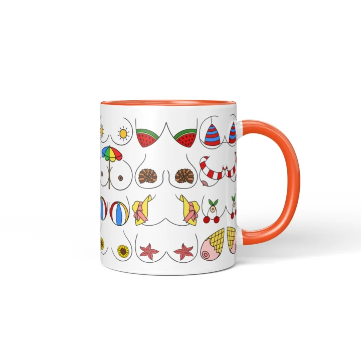 Summer Boobs Mug - Cheeky Beach Vacation Gift - Orange mug mockup