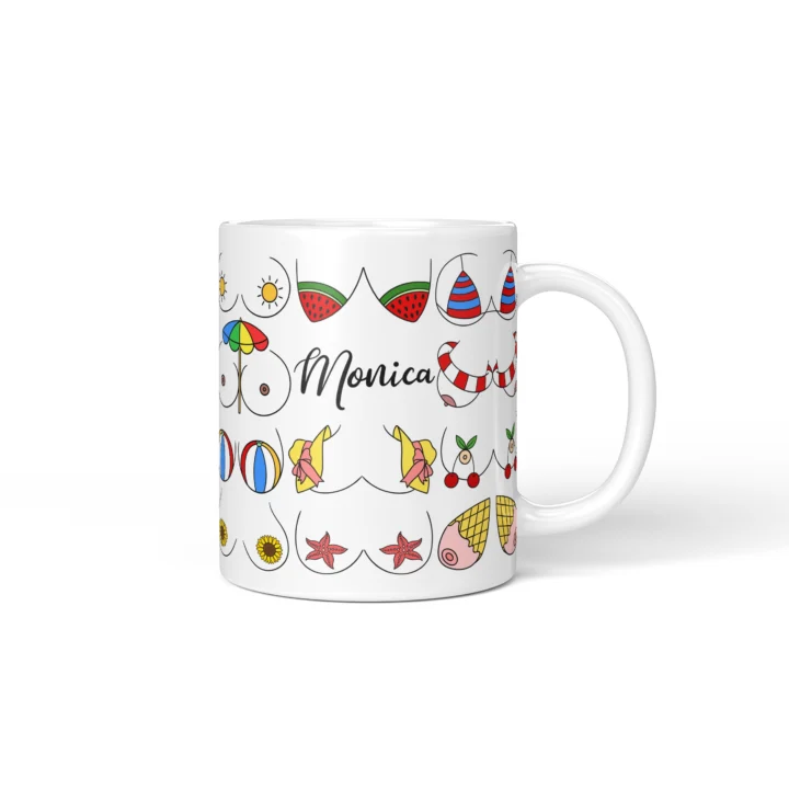Summer Boobs Mug - Cheeky Beach Vacation Gift - Personalized 11 oz White mug mockup