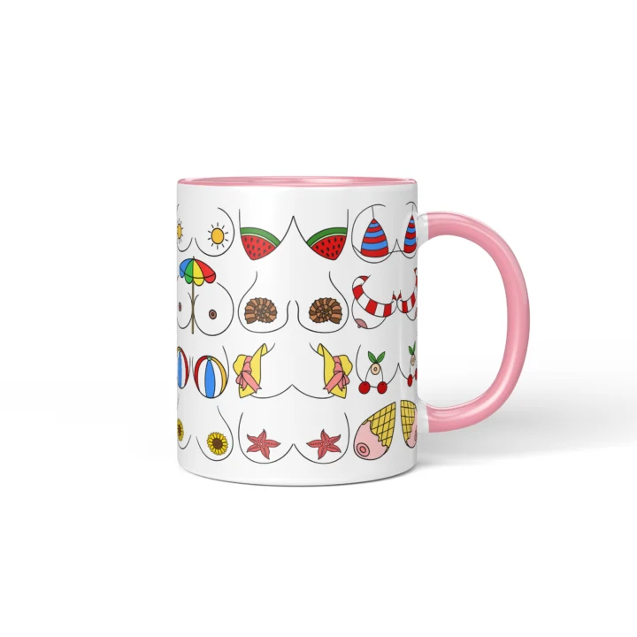 Summer Boobs Mug - Cheeky Beach Vacation Gift - Pink mug mockup