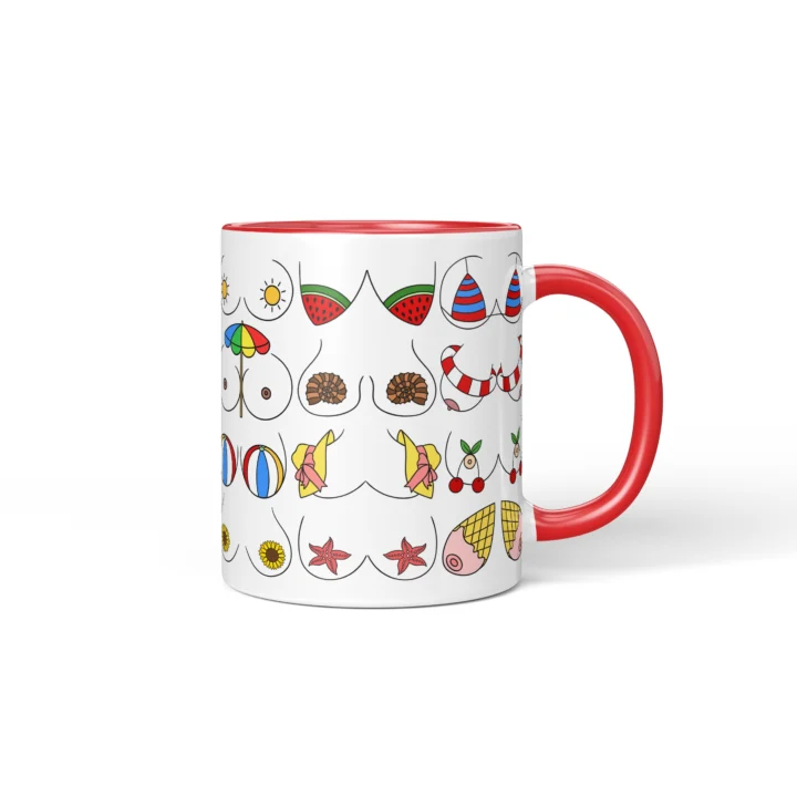 Summer Boobs Mug - Cheeky Beach Vacation Gift - Red mug mockup