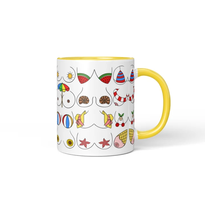 Summer Boobs Mug - Cheeky Beach Vacation Gift - Yellow mug mockup
