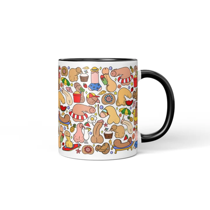 Summer Penis Mug - Cheeky Beach Vacation Gift - Black mug mockup