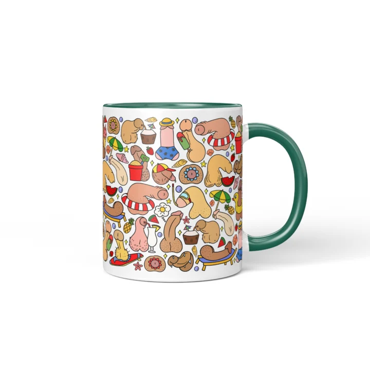 Summer Penis Mug - Cheeky Beach Vacation Gift - Dark Green mug mockup