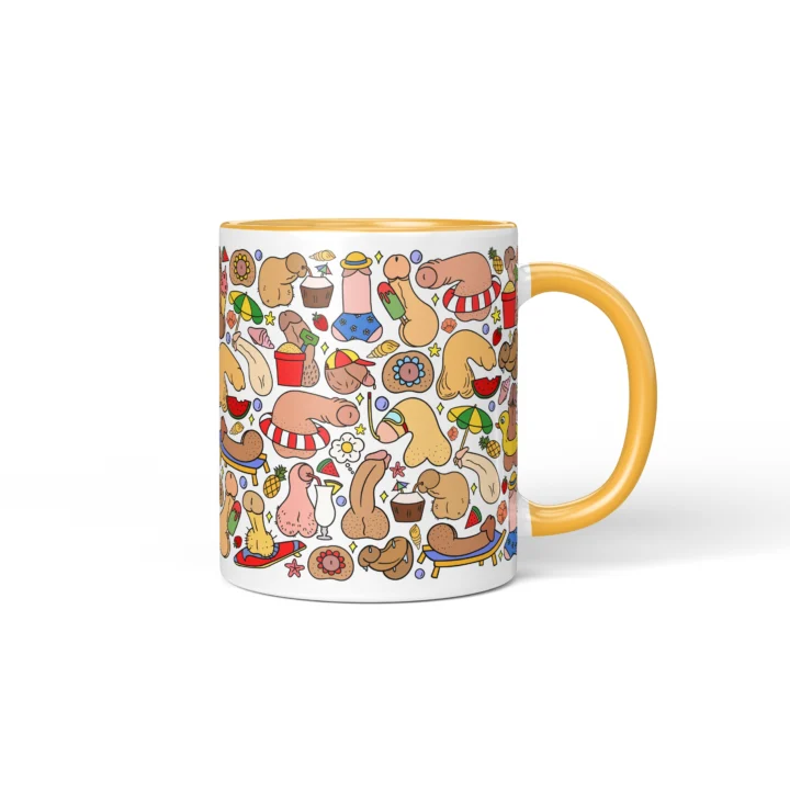 Summer Penis Mug - Cheeky Beach Vacation Gift - Golden Yellow mug mockup