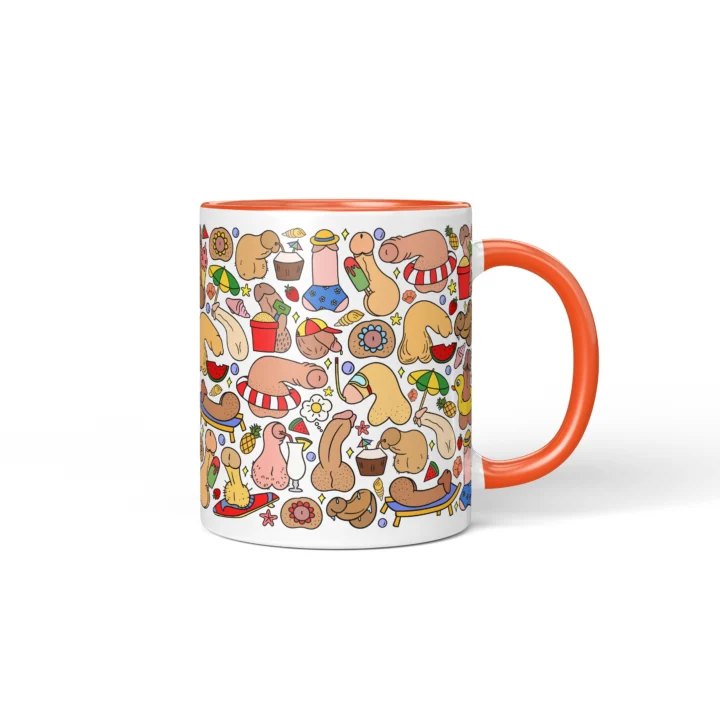Summer Penis Mug - Cheeky Beach Vacation Gift - Orange mug mockup