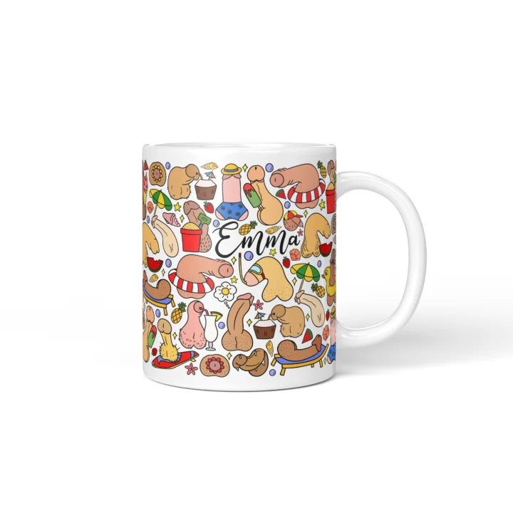Summer Penis Mug - Cheeky Beach Vacation Gift - Personalized 11 oz White mug mockup