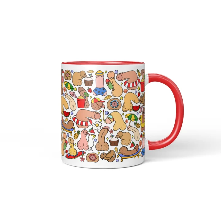 Summer Penis Mug - Cheeky Beach Vacation Gift - Red mug mockup