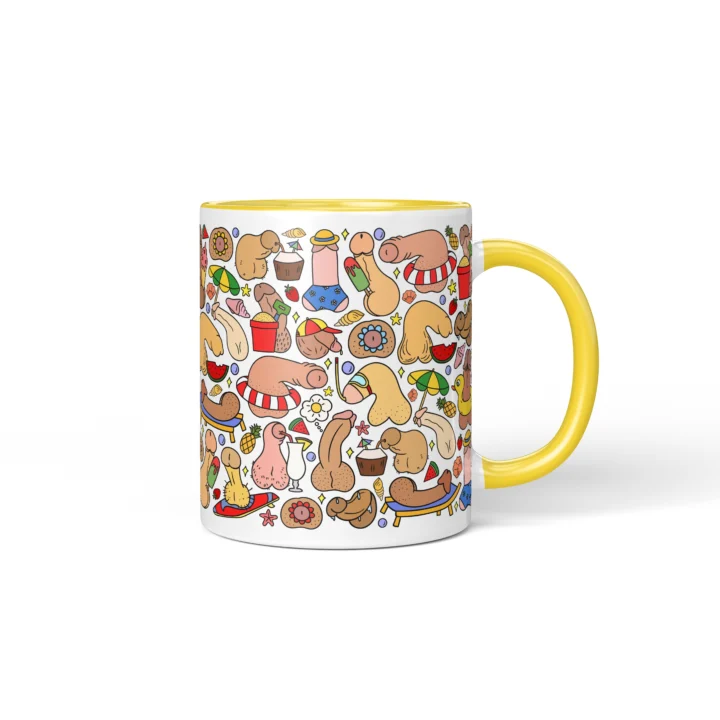 Summer Penis Mug - Cheeky Beach Vacation Gift - Yellow mug mockup