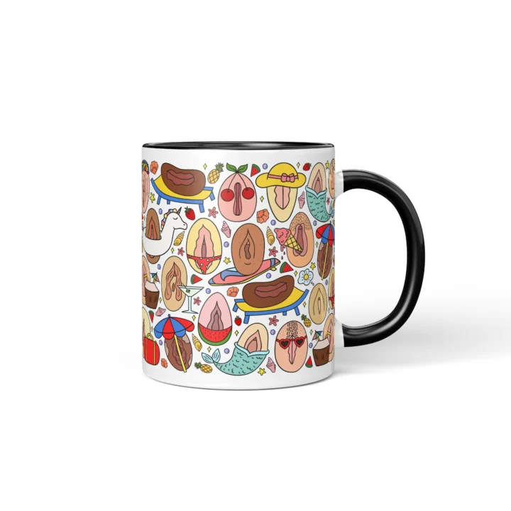 Summer Vagina Mug - Cheeky Beach Vacation Gift - Black mug mockup