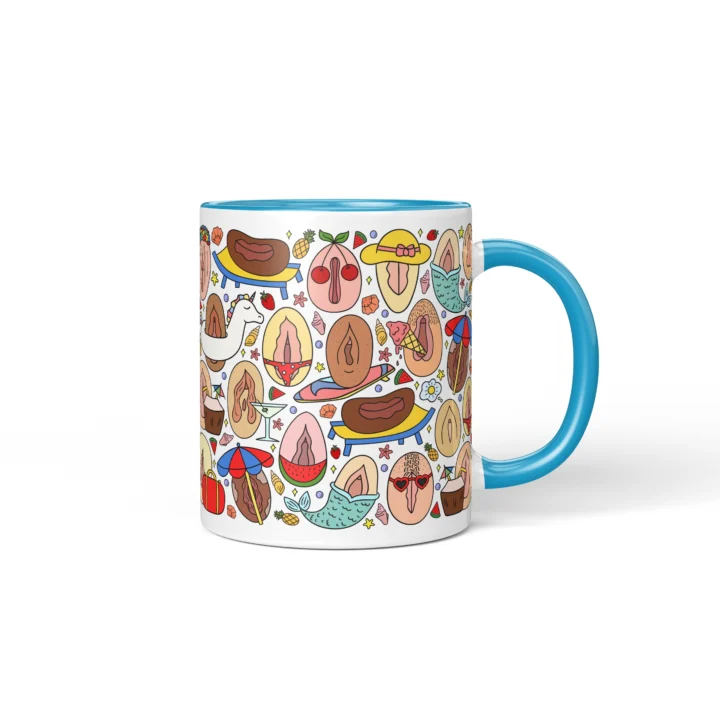 Summer Vagina Mug - Cheeky Beach Vacation Gift - Blue mug mockup