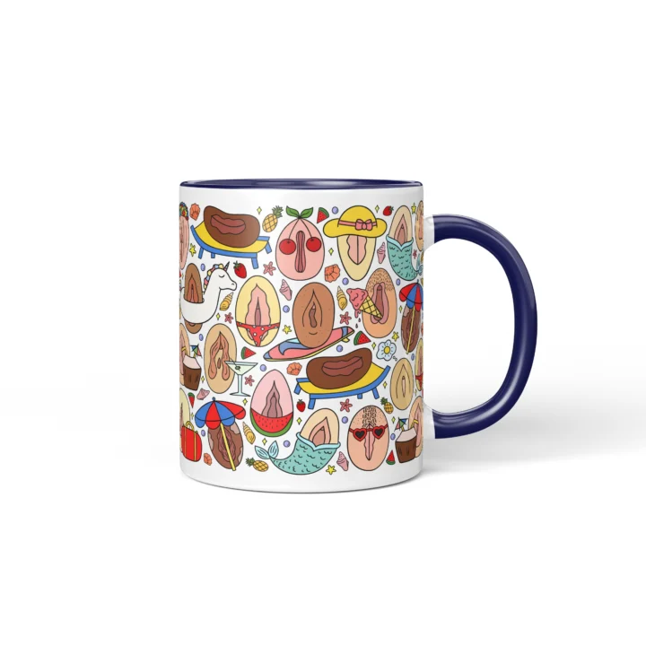 Summer Vagina Mug - Cheeky Beach Vacation Gift - Dark Blue mug mockup
