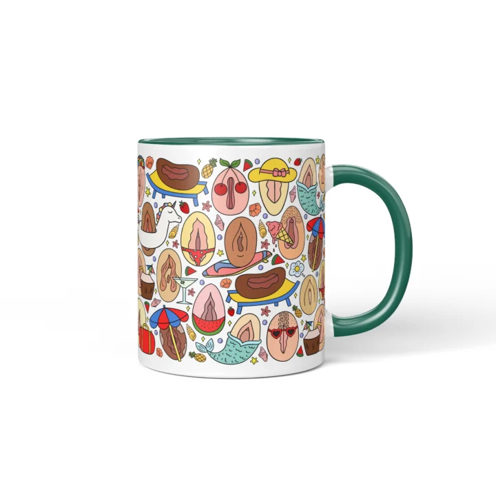 Summer Vagina Mug - Cheeky Beach Vacation Gift - Dark Green mug mockup
