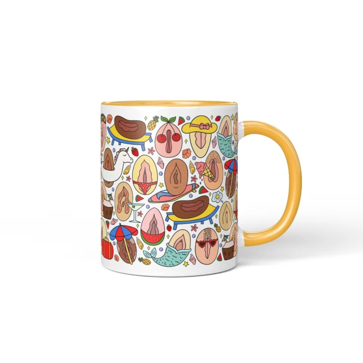 Summer Vagina Mug - Cheeky Beach Vacation Gift - Golden Yellow mug mockup