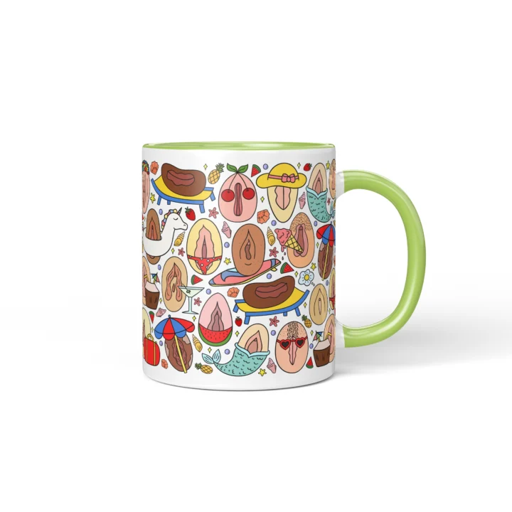 Summer Vagina Mug - Cheeky Beach Vacation Gift - Green mug mockup