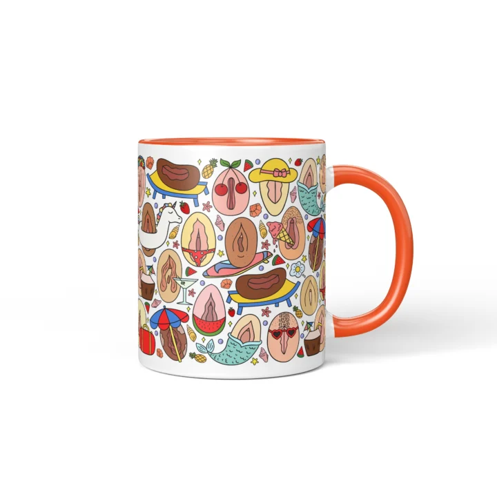 Summer Vagina Mug - Cheeky Beach Vacation Gift - Orange mug mockup