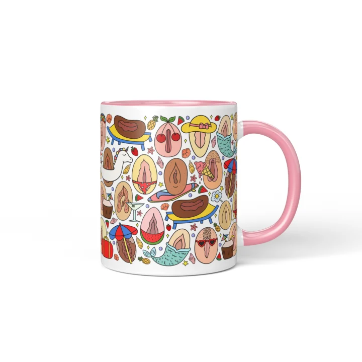 Summer Vagina Mug - Cheeky Beach Vacation Gift - Pink mug mockup
