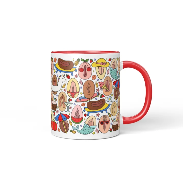 Summer Vagina Mug - Cheeky Beach Vacation Gift - Red mug mockup