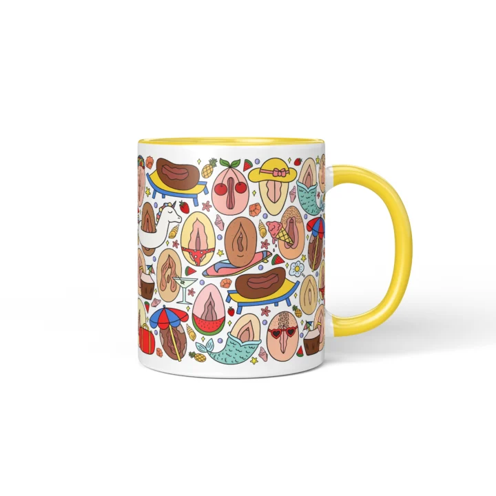 Summer Vagina Mug - Cheeky Beach Vacation Gift - Yellow mug mockup