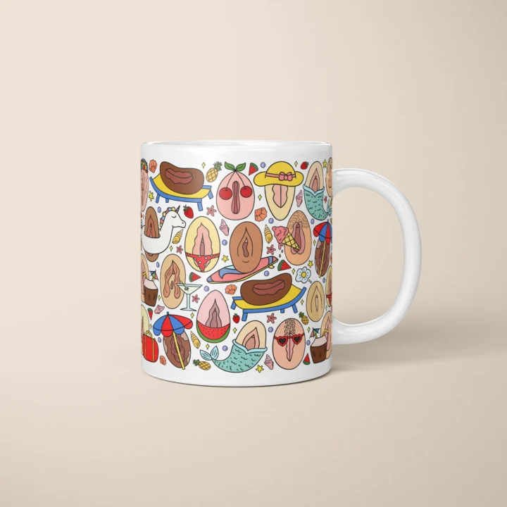 Summer Vulva Art Mug – Cheeky Beach Vacation Gift - primary mug mockup