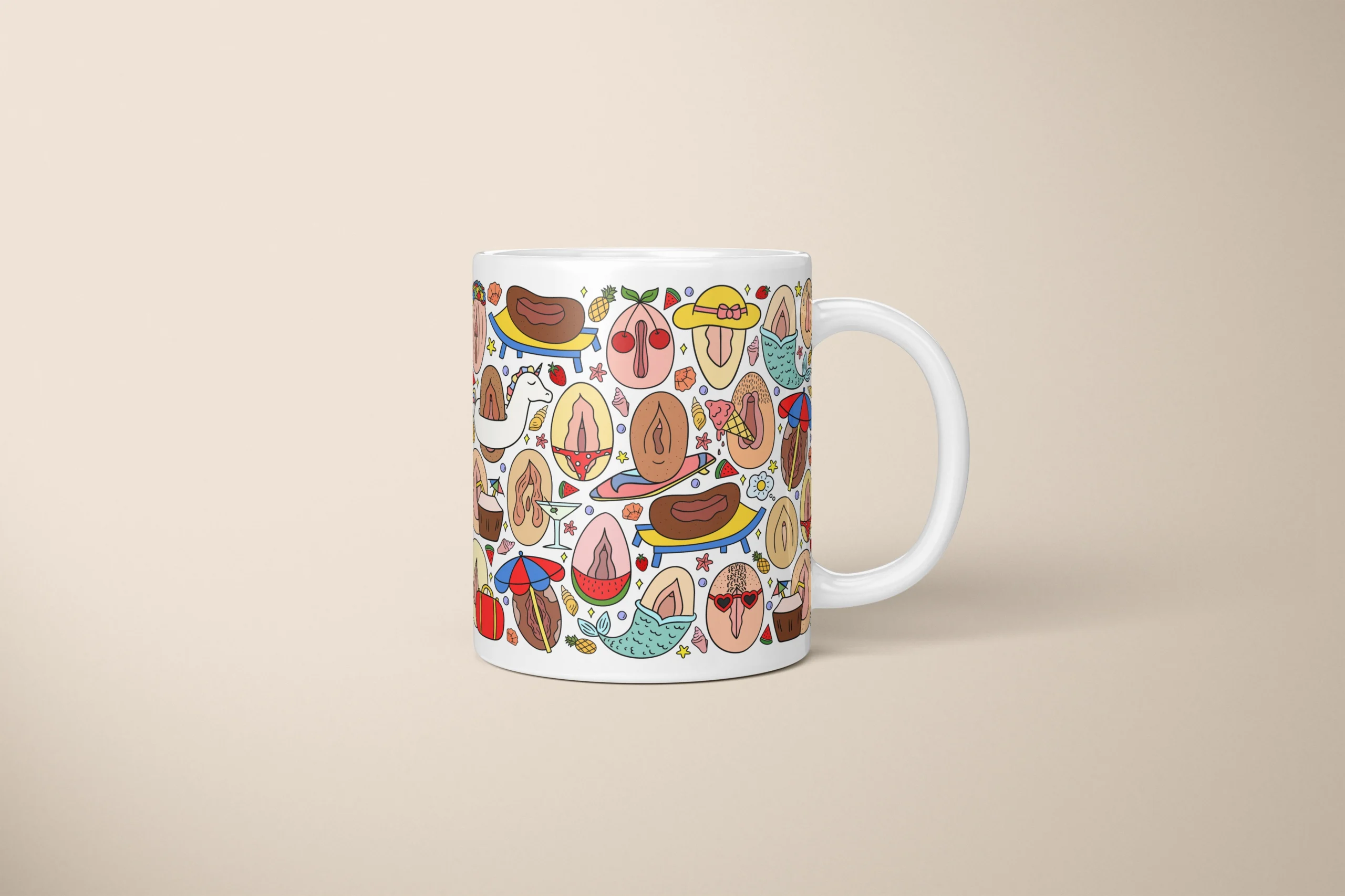 Summer Vulva Art Mug – Cheeky Beach Vacation Gift - primary mug mockup