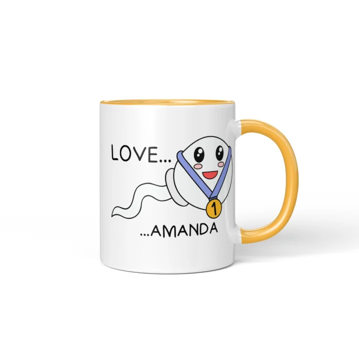 Swimming Champion Mug - Rude Father's Day Gift - Golden Yellow mug mockup