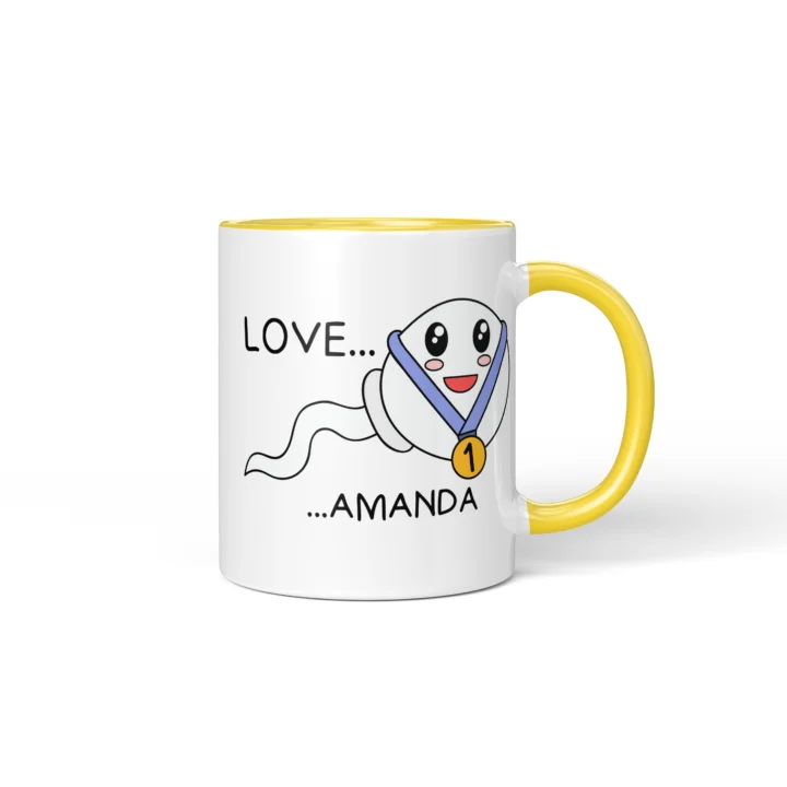 Swimming Champion Mug - Rude Father's Day Gift - Yellow mug mockup