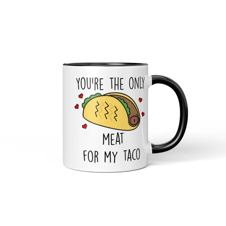 Taco Penis Mug - Cheeky Couple Food Pun Gift - Black mug mockup