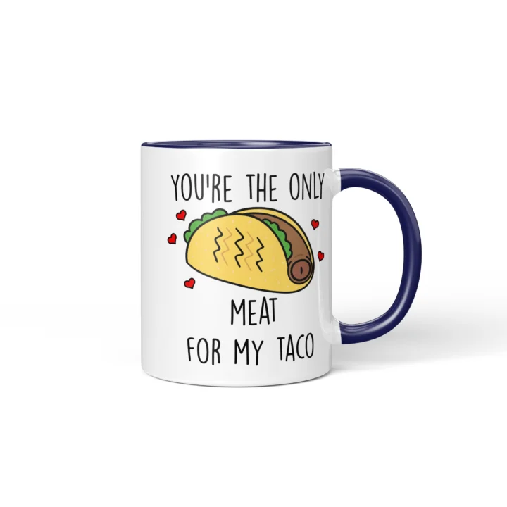 Taco Penis Mug - Cheeky Couple Food Pun Gift - Dark Blue mug mockup