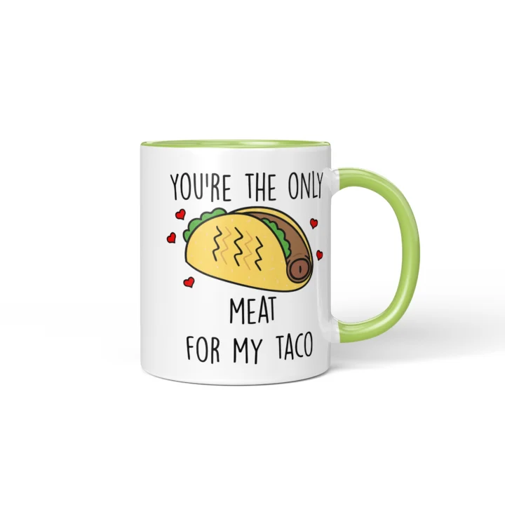 Taco Penis Mug - Cheeky Couple Food Pun Gift - Green mug mockup