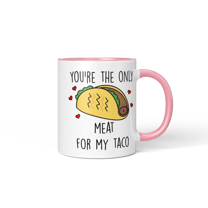 Taco Penis Mug - Cheeky Couple Food Pun Gift - Pink mug mockup