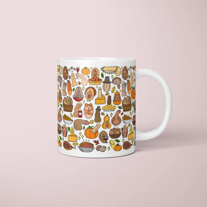 Thanksgiving Anatomy Art Mug – Rude Friendsgiving Gift - primary mug mockup