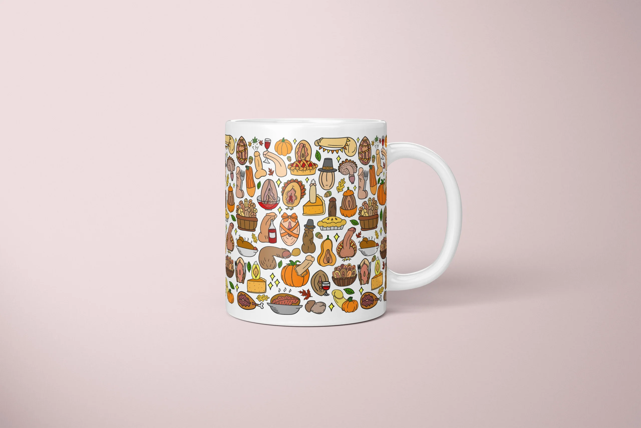 Thanksgiving Anatomy Art Mug – Rude Friendsgiving Gift - primary mug mockup